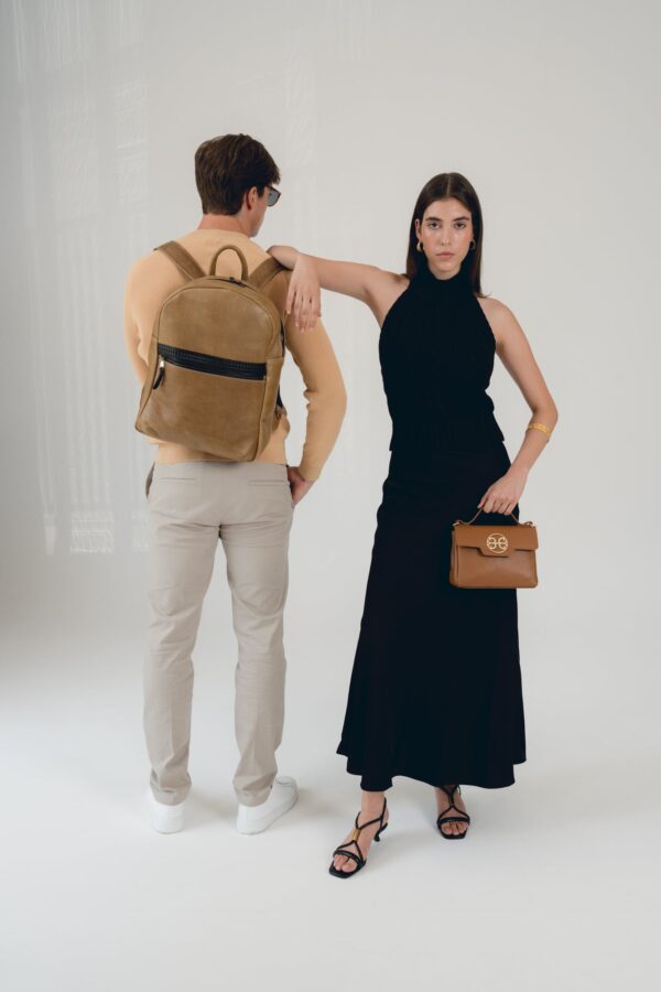 BELLE LEATHER HANDBAG - Tabac