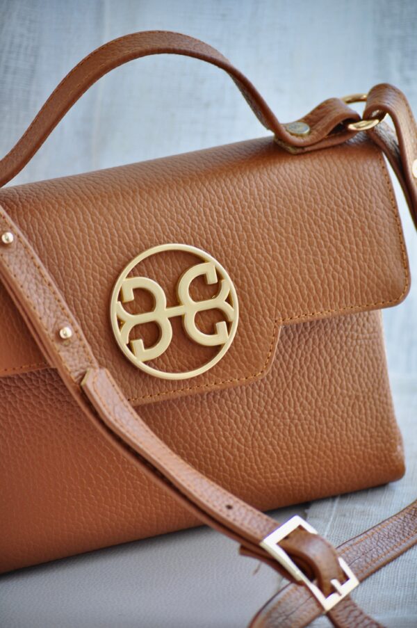 BELLE LEATHER HANDBAG - Tabac