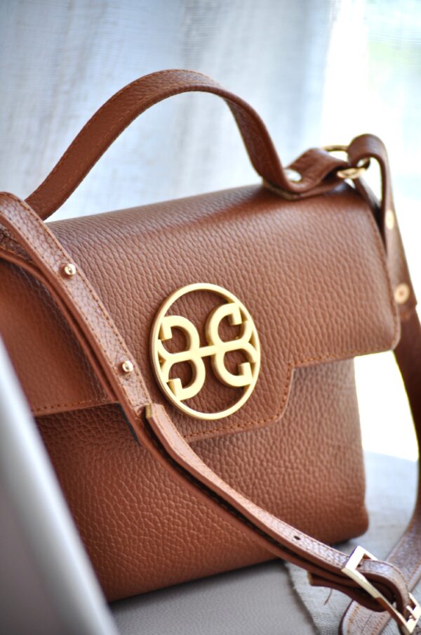 BELLE LEATHER HANDBAG - Tabac