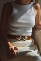RUBY LEATHER BELT - Tabac