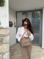 GIGI LEATHER HANDBAG - Taupe