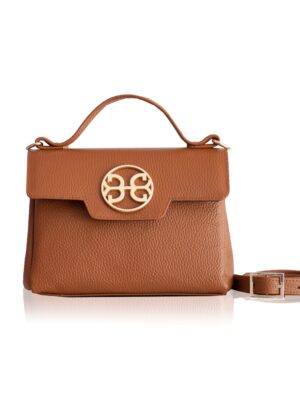 BELLE LEATHER HANDBAG - Tabac