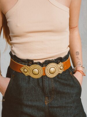 MANTO LEATHER BELT - Tabac
