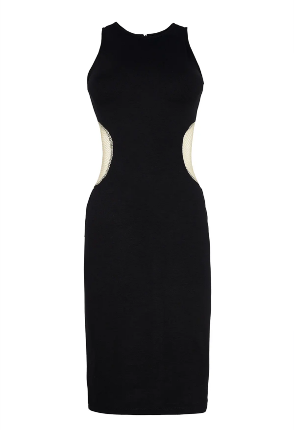 KENDALL + KYLIE - MIDI DRESS WITH SIDE SEMI-SHEER DETAILS