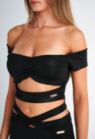 KENDALL + KYLIE - GATHERED CROPPED TOP WITH CUT-OUT DETAIL