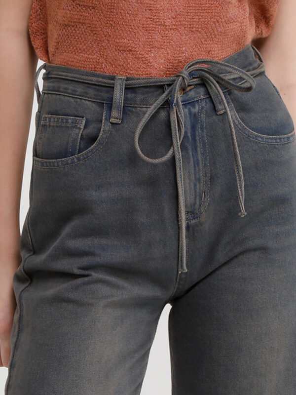 NIKITA - HIGH WAIST DENIM PANTS WITH STRAP