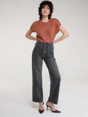 NIKITA - HIGH WAIST DENIM PANTS WITH STRAP