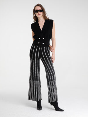 CHARLIE - GEOMETRIC PATTERN JAQUARD KNIT PANTS