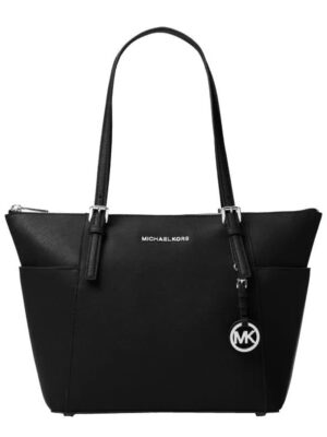 MICHAEL KORS - JET SET SAFFIANO LEATHER TOP-ZIP TOTE BAG