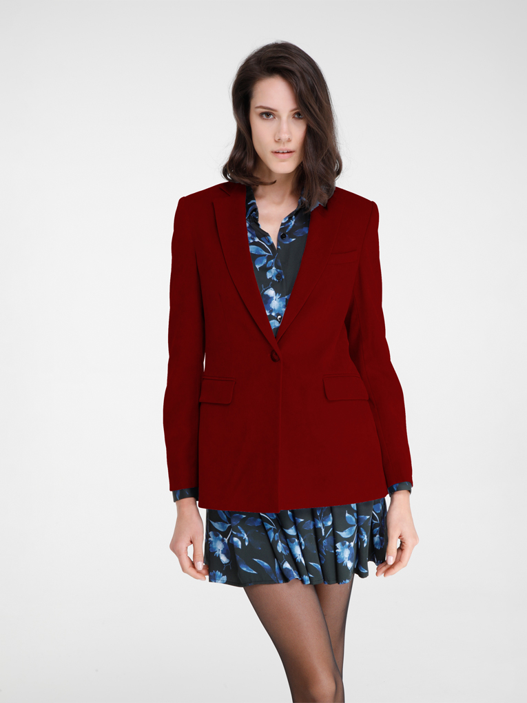 SIGAL - DEEP RUST BLAZER WITH MAN'S POCKET IN STRETCH VELVET