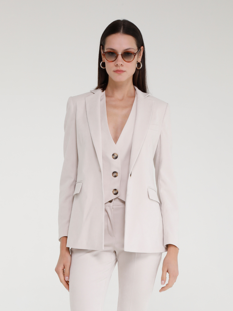 SIGAL - NATURAL BLAZER WITH MAN'S POCKET IN STRETCH VELVET