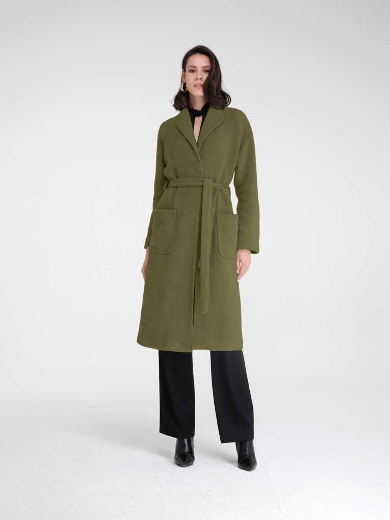 TENERONE - FUR EFFECT COAT WITH SASH