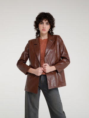 LA PAZ - MOKA HAMMERED FAUX LEATHER OVER JACKET