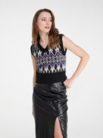 INCANT - JAQUARD VEST SWEATER WITH GEOMETRIC PATTERN