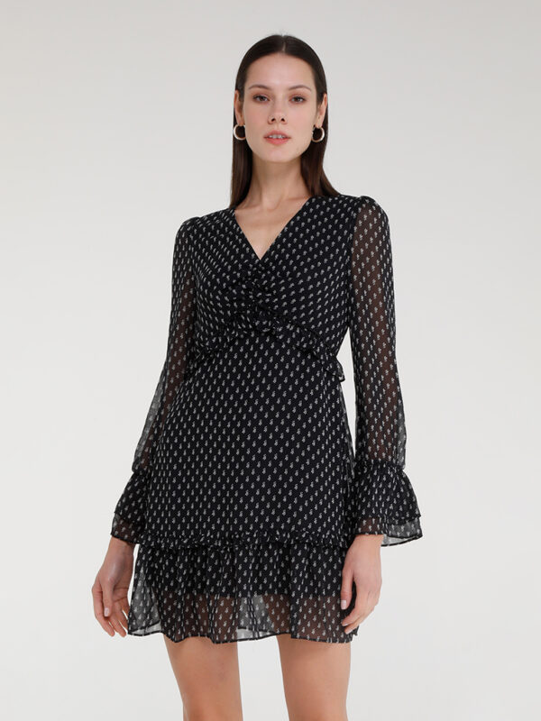 DEMI - MIDI DRESS WITH MICRO FLORAL PRINT AND JEWEL