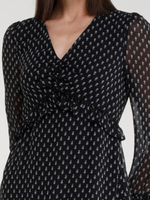 DEMI - MIDI DRESS WITH MICRO FLORAL PRINT AND JEWEL
