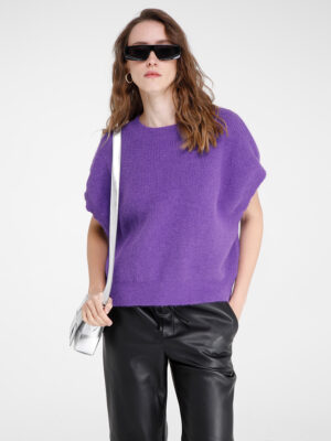 EMINEM - SHORT SLEEVE MOHAIR PURPLE SWEATER OVER FIT