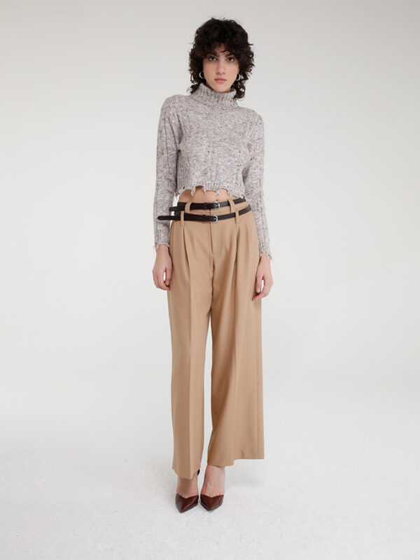 MARETA - MELANGE HIGH NECK SWEATER AND BOTTOM BREAKS