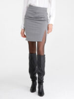 LAERT - PENCIL SKIRT WITH SIDE SLIT IN STRETCH PINSTRIPE FABRIC