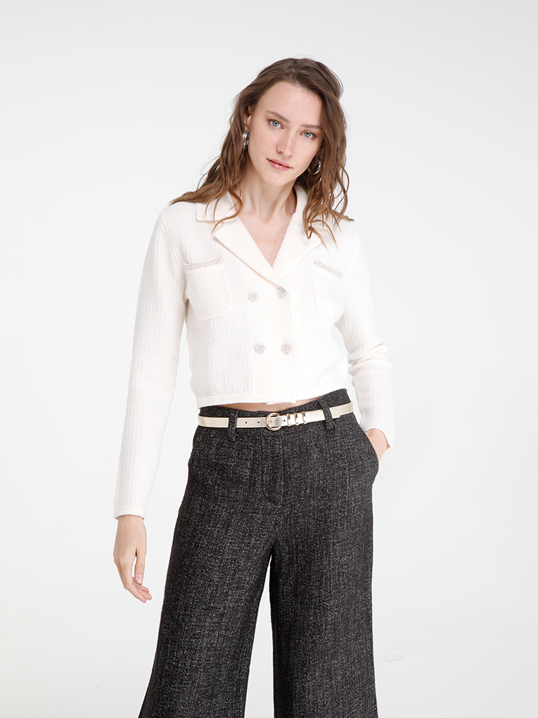 MIRTA - BUCLE' KNIT JACKET WITH HAND EMBROIDERED POCKET